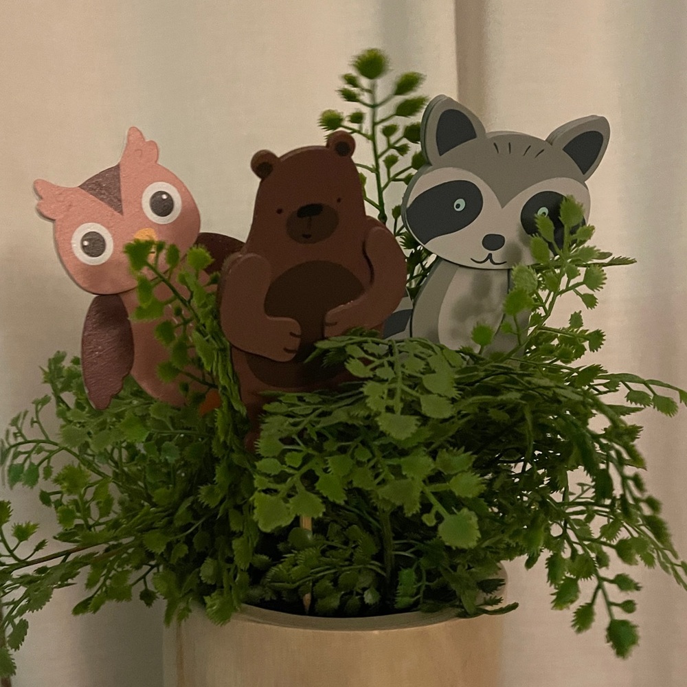 Woodland animal picks/decor for baby shower or birthday decor.